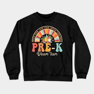 First Day Pre-K Team Teacher Kids 60s 70s Retro Crewneck Sweatshirt